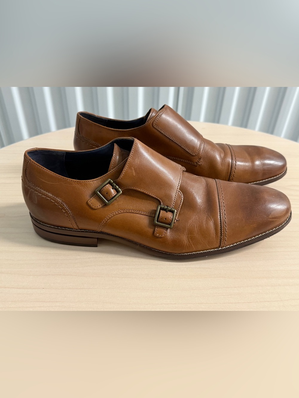 Cole Haan Men's Double Monk Strap Leather Shoes - Brown - Size 13 (US)